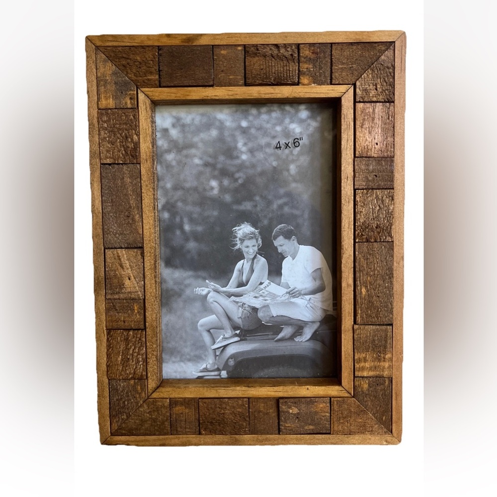 Threshold Photo Frame Wood Blocks "Antique Coffee" 4x6 Photo NWT